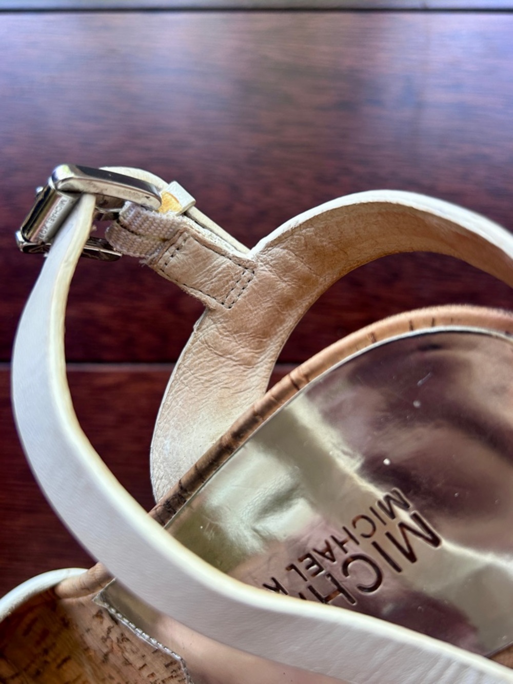 MICHAEL Michael Kors Cream Cork Heeled Sandals - Picture 7 of 13